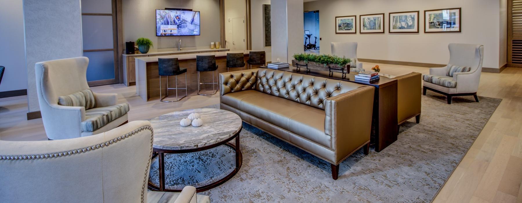spacious clubroom with social areas