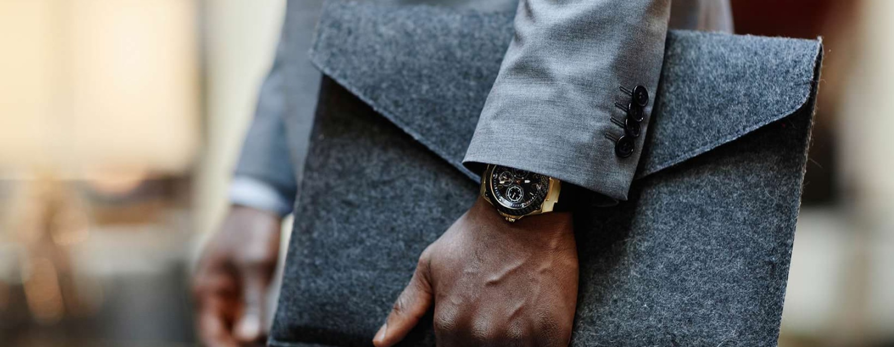 man in a suit going to work